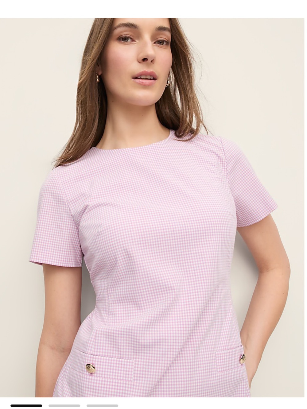 Ann Taylor Gingham Button Pocket Shift Dress - Lilac/White